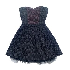 Y2K 2000s Pinup Vampy Goth Black Red Polka Dot Tulle Underskirt Mini Dress M